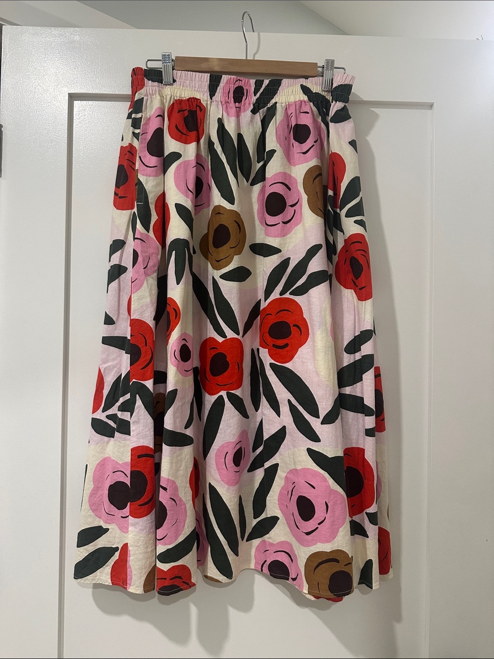 UniqloxMarimekko Floral Maxi Skirt - Pink, Red & Brown Blooms